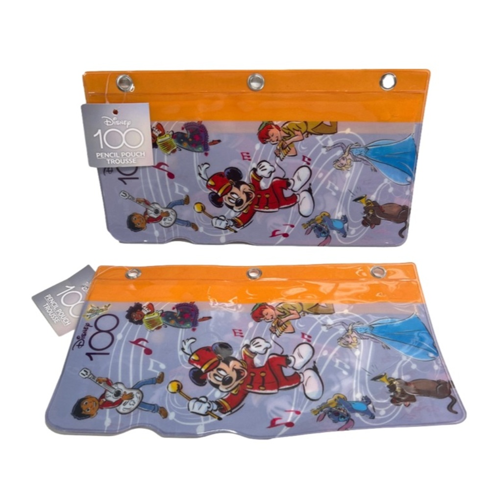 Disney 100 Years Licensed Zippered Pencil Cases Set Of Two New With Tag - Picture 3 of 9